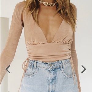 Verge Girl Find Your Way Top - Taupe NWT